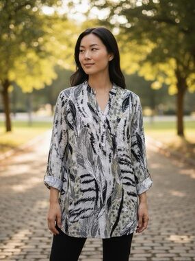 🌻 Picadilly Abstract Animal Print Blouse #541